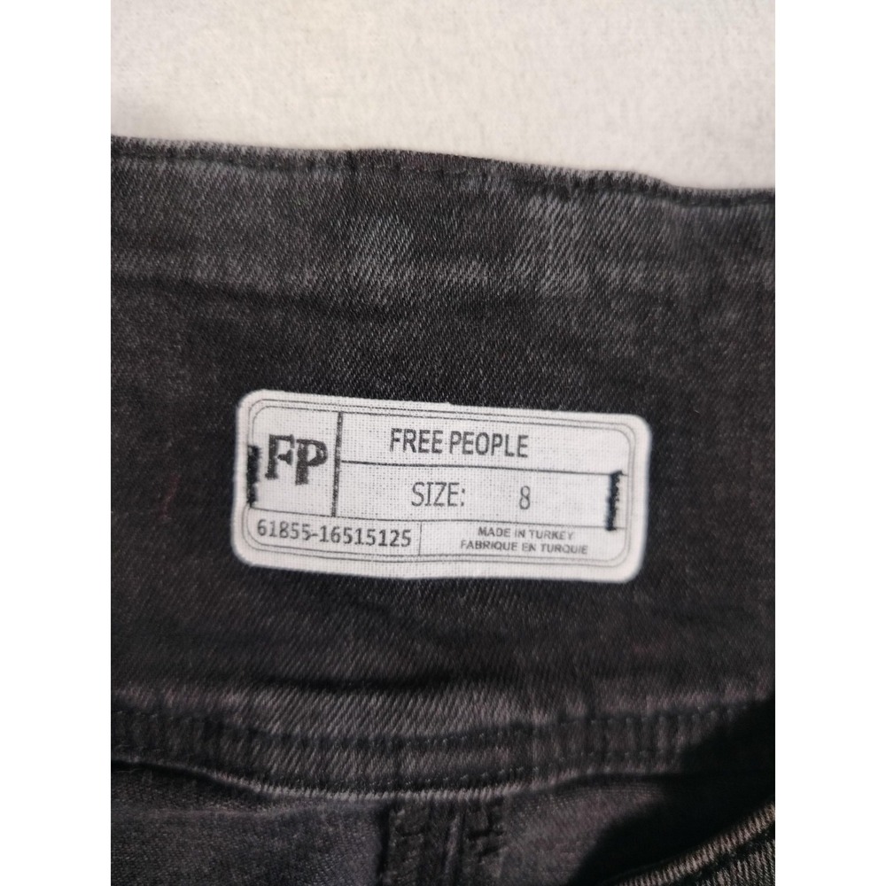 Free People Skirt Womens 8 Charcoal Gray Denim Lace Up High Rise Mini Date Night - Picture 3 of 9